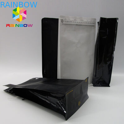 Schwarzer Kaffee-Tasche Matts mit Ventil-Großhandel-Block-Unterseiten-Kaffee-Tasche/flache Unterseiten-Tasche für Kaffeebohne 12oz 250g