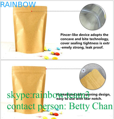 Papiertüten Förderungs-Browns Kraftpapier mit Fenster/heiß versiegelbaren Teebeuteln Doypack