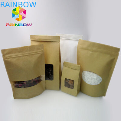 Gewohnheit druckte Folie gezeichnetes Kraftpapier stehen oben Beutel mit klarem Fenster für Kaffeebohne