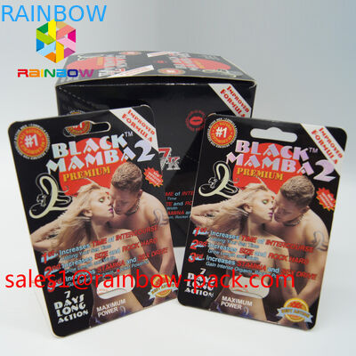 Schwarzes Mamba 3D kardiert die felsenfesten Sexpillen der karte 3d der Aufrichtungssexpille 3D Verpacken, diesexpillenkarte der Papierkarte 3D verpacken