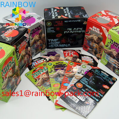 die heißen Sexpillen des schwarzen Mambas 3D cards3d der Karte des Verkaufs 3D Druck, diesexpille der Papierkarte 3D verpacken, kardieren Verbesserungspillenkästen