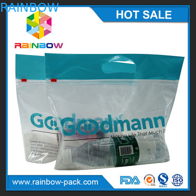 Tasche des PET-Schiebers mit Reißverschluss mit Logo stehen oben Verschlusstaschen der Tasche klare vordere Zipmit des Taschen-freien Raumes upc Code Druckfront mit Reißverschluss