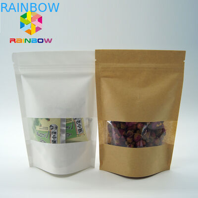 Umweltfreundliche Drucksache stehen oben Beutel mit klarem Fenster und Reißverschluss