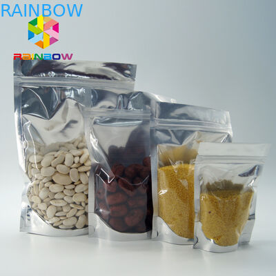 HAUSTIER/PET der Aluminiumfolie-Beutel, der klare metallische Folie verpackt, stehen oben Tasche mit Reißverschluss