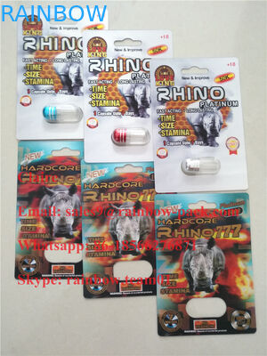 Neuestes 3D druckte falten-Karte Nashorn 25/verrücktes der männlichen Verbesserungspille Plastikblasenverpacken des Nashorns 50k