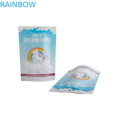 Der lamellierter Plastik-Alumimum-Folien-Beutel, der weißes Blau mit Reißverschluss verpackt, Shinny