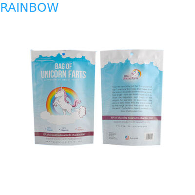 Der lamellierter Plastik-Alumimum-Folien-Beutel, der weißes Blau mit Reißverschluss verpackt, Shinny