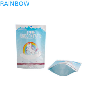 Der lamellierter Plastik-Alumimum-Folien-Beutel, der weißes Blau mit Reißverschluss verpackt, Shinny