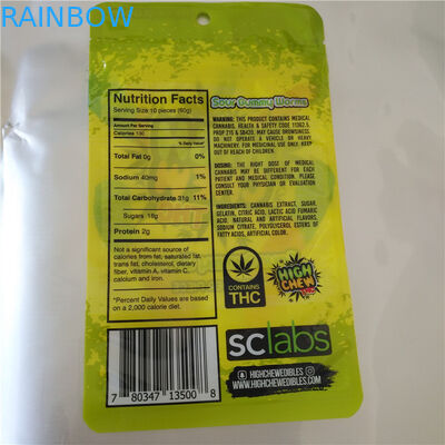 Fudge Cbd Thc sät heiß versiegelbare Plastiktaschen, Aluminiumfolie-Kissen für gummiartiges Cbd