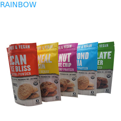 Stehen Sie oben die Reißverschluss-Taschen-Plastikbeutel, die für Schokoladensplitter-Plätzchen-Keks verpacken