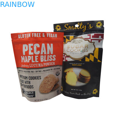 Stehen Sie oben die Reißverschluss-Taschen-Plastikbeutel, die für Schokoladensplitter-Plätzchen-Keks verpacken