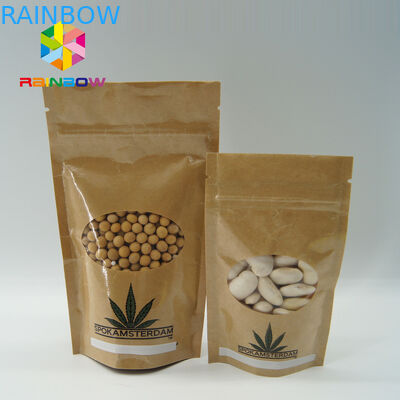 Costomized-Größen-Kraftpapier-Papiertüte-ovales Fenster für Nahrung/trockene Fleisch-/Seeprodukte