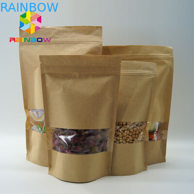 Costomized-Größen-Kraftpapier-Papiertüte-ovales Fenster für Nahrung/trockene Fleisch-/Seeprodukte