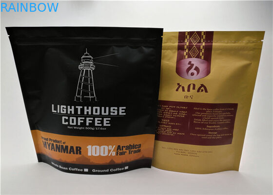 Schwarzer Plastik-Plastikverpackungs-Taschen-Zipverschluß treten Kaffee und für Tee ein