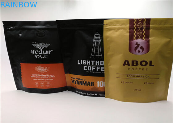 Schwarzer Plastik-Plastikverpackungs-Taschen-Zipverschluß treten Kaffee und für Tee ein