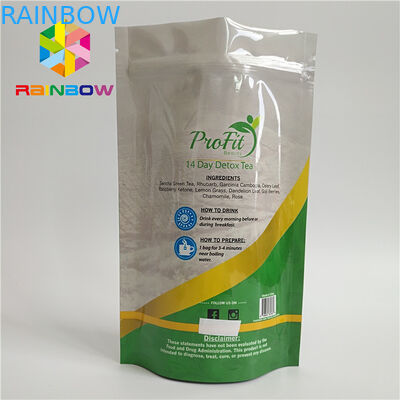 Nahrungsmittelgrad stehen oben den Reißverschluss-Beutel-Plastik, der für Tee/Kaffee heißgesiegelt wird