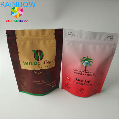 Kundenspezifisches Gramm stehen oben Röstkaffee-Satz-Plastik-Beutel-Mattfertiges mit Aluminiumfolie-Nahrungsmittelgrad-Kaffeebohne-Pulver-Tasche