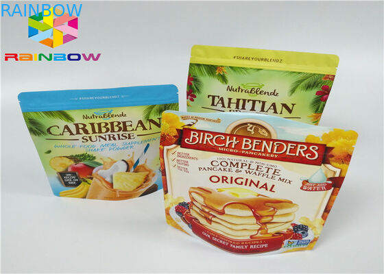 Das Molkeprotein-Pulver-Taschen-Verpackungs-/Reinaluminium-Folien-Molkeprotein-Pulver, das Pags/verpackt, stehen oben Taschen mit Reißverschluss