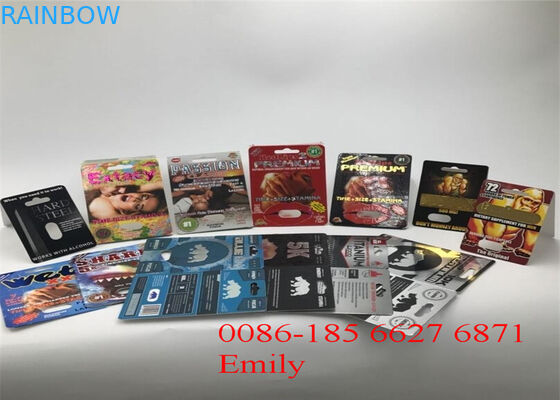 Blasen-Karte des gestrichenen Papiers, die glatte Laminierung für sexuelle Verbesserungs-Pillen verpackt