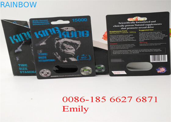 Materielle Blasen-Papierkarte, die für alle Penis-Energie-Kapseln der Natur-FX9000 verpackt