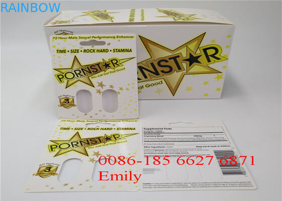 Materielle Blasen-Papierkarte, die für alle Penis-Energie-Kapseln der Natur-FX9000 verpackt