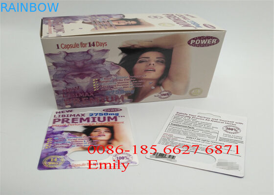 Materielle Blasen-Papierkarte, die für alle Penis-Energie-Kapseln der Natur-FX9000 verpackt