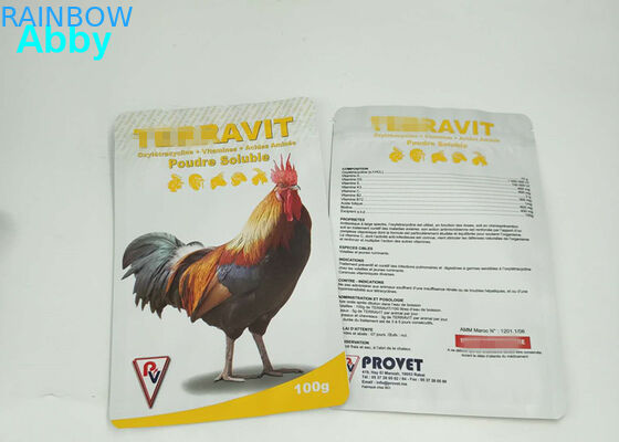 Kraftpapier-Food-Vakuum-Siegelbeutel, Drei-Seiten-Siegelbeutel für Geflügelfutterverpackungen