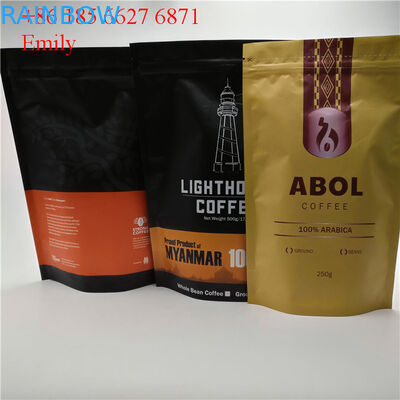 Machen Sie den Folien-Beutel Reißverschluss zu, der 250g 500g mit der Entgasung von Einwegventilen verpackt