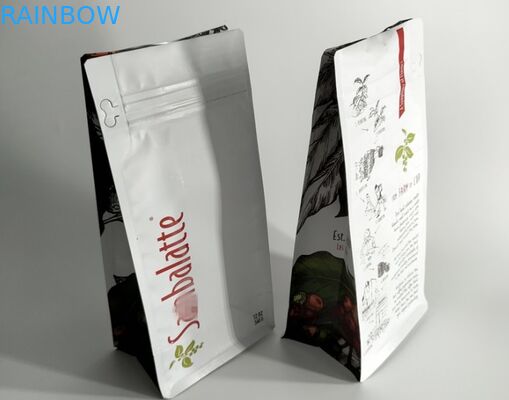 Flache quadratische Plastikbeutel, die Block-Unterseite für den Kaffee industriell verpacken