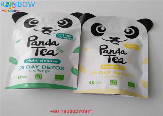 Aluminiumfolie sackt die Plastikbeutel ein, welche die Seite drei verpacken, die mit Spitzenreißverschluß versiegelt wird