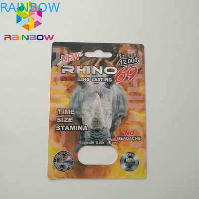 Keine Kopfschmerzen-Blisterpackung, die sexuellen Paket-Karten-Kasten des Pillen-Kapsel-Nashorn-69 verpackt