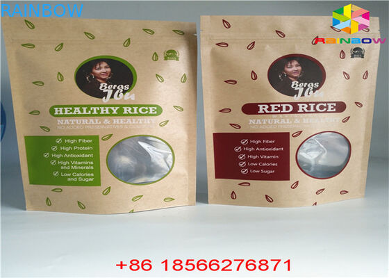 Wiederverwendbarer kundengebundener Papiertüte-Nahrungsmittelbeutel stehen oben Geruch-Beweis mit Reißverschluss mit Fenster