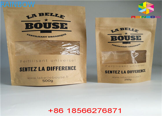 Wiederverwendbarer kundengebundener Papiertüte-Nahrungsmittelbeutel stehen oben Geruch-Beweis mit Reißverschluss mit Fenster