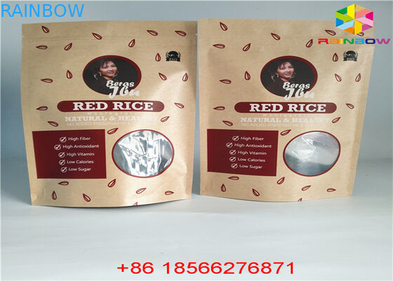 Wiederverwendbarer kundengebundener Papiertüte-Nahrungsmittelbeutel stehen oben Geruch-Beweis mit Reißverschluss mit Fenster