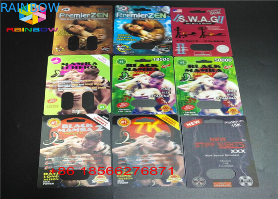 Sex-Pillen-Blasen-Karte, die 3D Schaukarton-Kapsel-Papierkasten mit doppeltem Loch verpackt