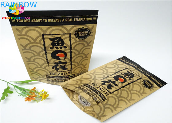 Gewohnheit mit Reißverschluss druckte Papiertüten, die Nahrung oben Beutel-Brown-Kraftpapier mit Fenster stehen