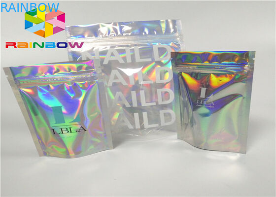 Verpackenganz eigenhändig geschrieber hologrammlaser Druck-Reißverschlussplastik-Plastik-Folie stehen mit Reißverschluss oben Zipbeutel für Geschenk/Flaschen