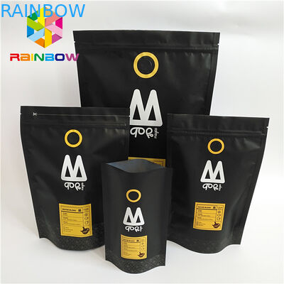 Stehen Sie oben das Plastikbeutel-Verpacken, das einer Weisen-Ventil-Kaffee-Tasche mit Reißverschluss gedruckt wird