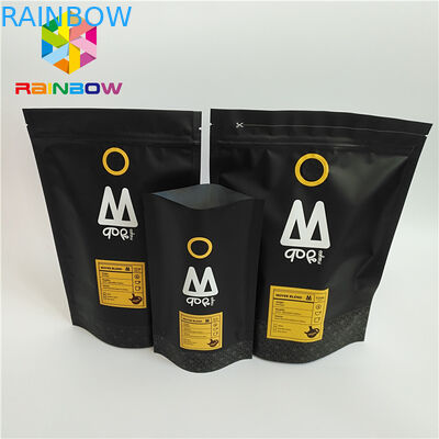 Stehen Sie oben das Plastikbeutel-Verpacken, das einer Weisen-Ventil-Kaffee-Tasche mit Reißverschluss gedruckt wird