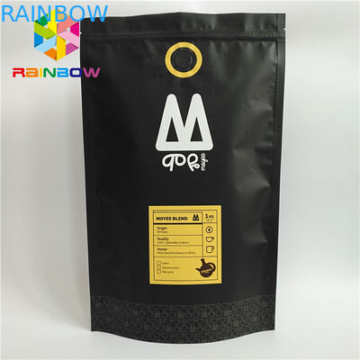 Stehen Sie oben das Plastikbeutel-Verpacken, das einer Weisen-Ventil-Kaffee-Tasche mit Reißverschluss gedruckt wird