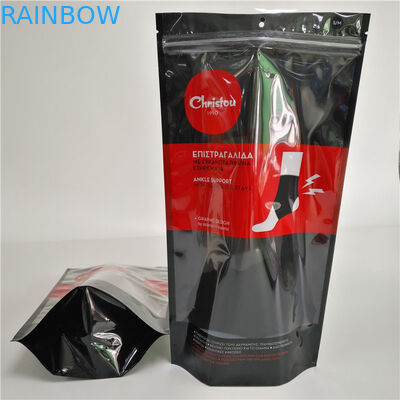 Reißverschluss Druckplastiktasche-klar Fenster-Unterwäsche, die schwarzen Doy-Satz für Socken verpackt