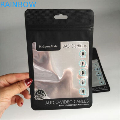 Schwarzer Aluminiumfolie-Beutel-Telefon-Mattkasten-Verpackendrahtseil-Reißverschluss-Verschluss mit klarem Fenster