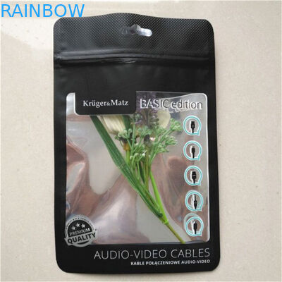 Schwarzer Aluminiumfolie-Beutel-Telefon-Mattkasten-Verpackendrahtseil-Reißverschluss-Verschluss mit klarem Fenster