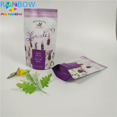 Kundenspezifischer Mattdruckfolien-Beutel, der flache Unterseiten-Körperpeelings-Tasche mit Reißverschluss verpackt