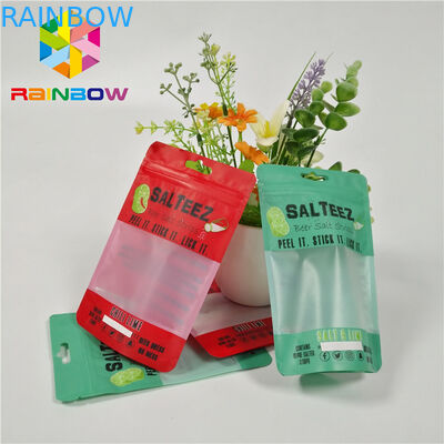 Gewohnheit Druckplastiktasche-Nahrungsmittelgrad-Verpackentaschen mit klarem rechteckigem Fenster und Reißverschluss für wiederverwendbare Lagerung