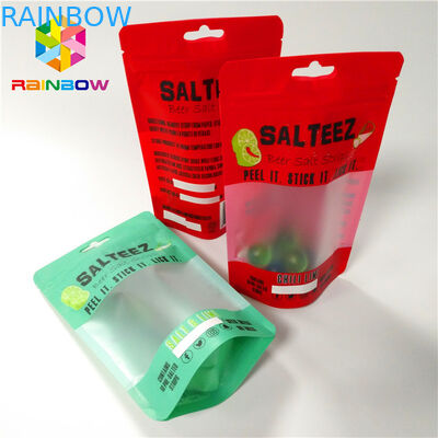 Gewohnheit Druckplastiktasche-Nahrungsmittelgrad-Verpackentaschen mit klarem rechteckigem Fenster und Reißverschluss für wiederverwendbare Lagerung