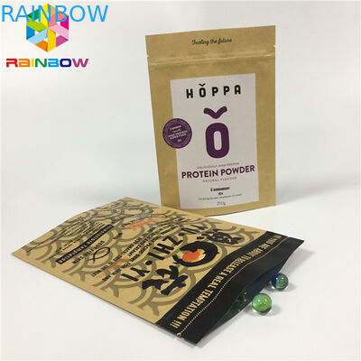 Das Kraftpapier, das mit Reißverschluss ist, stehen oben den Beutel-Aluminiumfolie-Selbststand, der für Nuss-Imbiss feuchtigkeitsfest ist