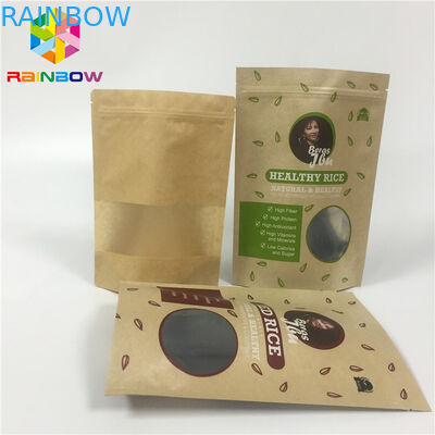 Das Kraftpapier, das mit Reißverschluss ist, stehen oben den Beutel-Aluminiumfolie-Selbststand, der für Nuss-Imbiss feuchtigkeitsfest ist