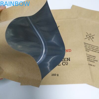 Das Papier-Imbiss-Taschen-Verpacken Kraftpapiers Brown steht oben Beutel-flache Unterseite mit Reißverschluss