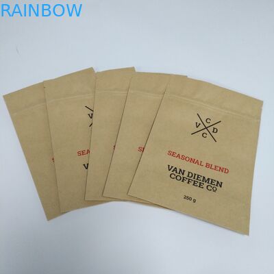 Das Papier-Imbiss-Taschen-Verpacken Kraftpapiers Brown steht oben Beutel-flache Unterseite mit Reißverschluss